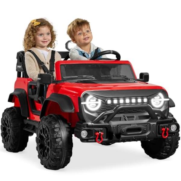 NT85274 Best Choice Kids 24V 2-Seater Electric Ride On Car Truck, 132lb Capacity, Parent Control, Bluetooth, LED Lights - Red