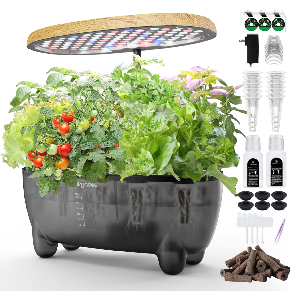 NT85397 12 Pods Hydroponics Growing System with LED Growth Lamp & Smart Water Pump