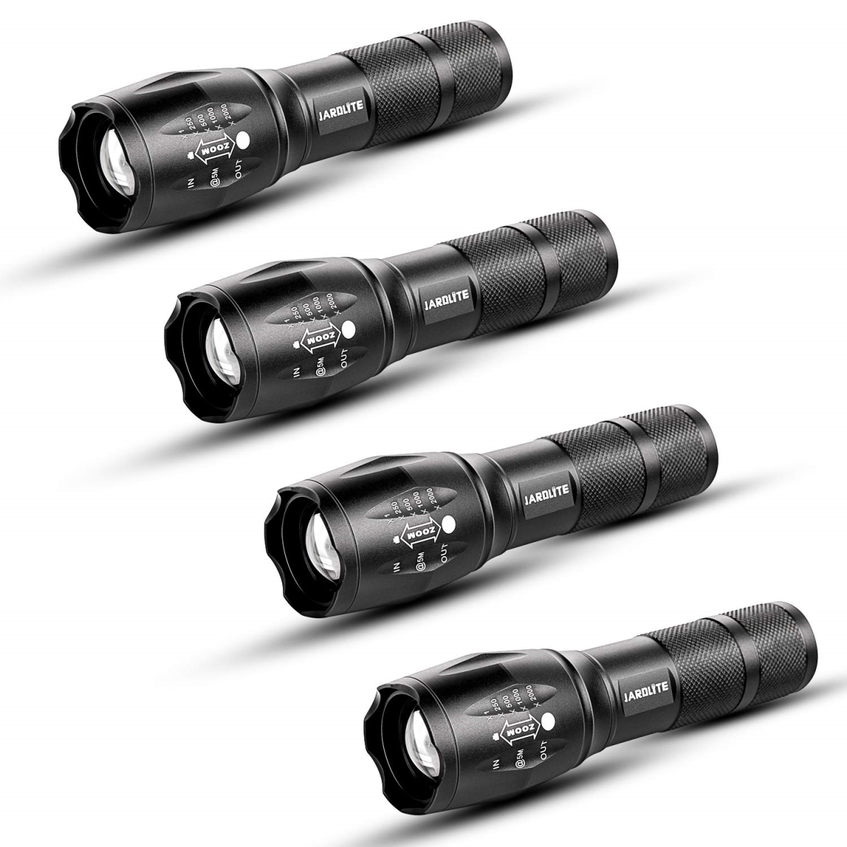 NT85476 LED Emergency Handheld Flashlights, Adjustable Focus, Water Resistant with 5 Modes - Pack of 4