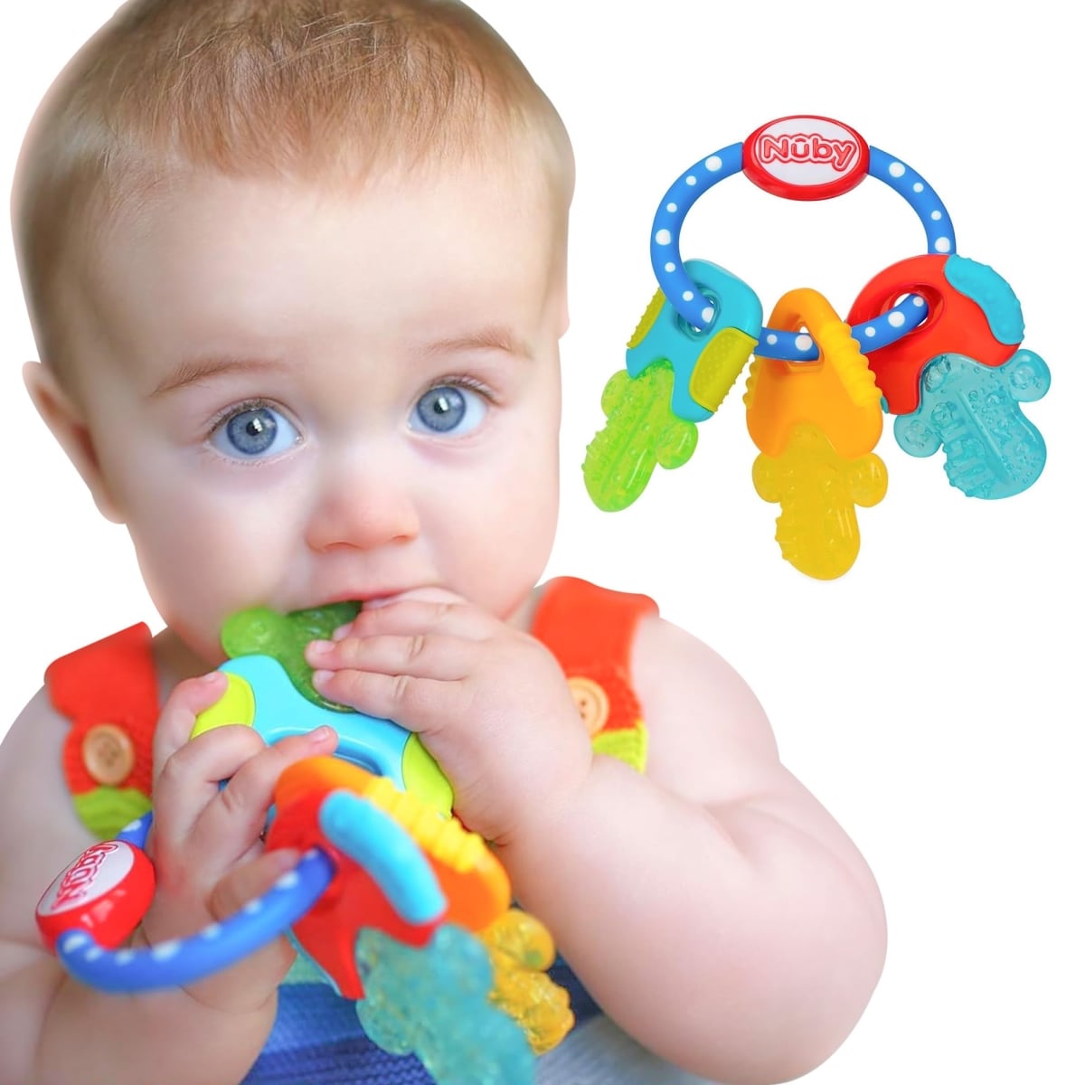 NT85597 Nuby Ice Gel Teether Keys - Silicone Soothing Baby Teether Toys for Infants - Blue