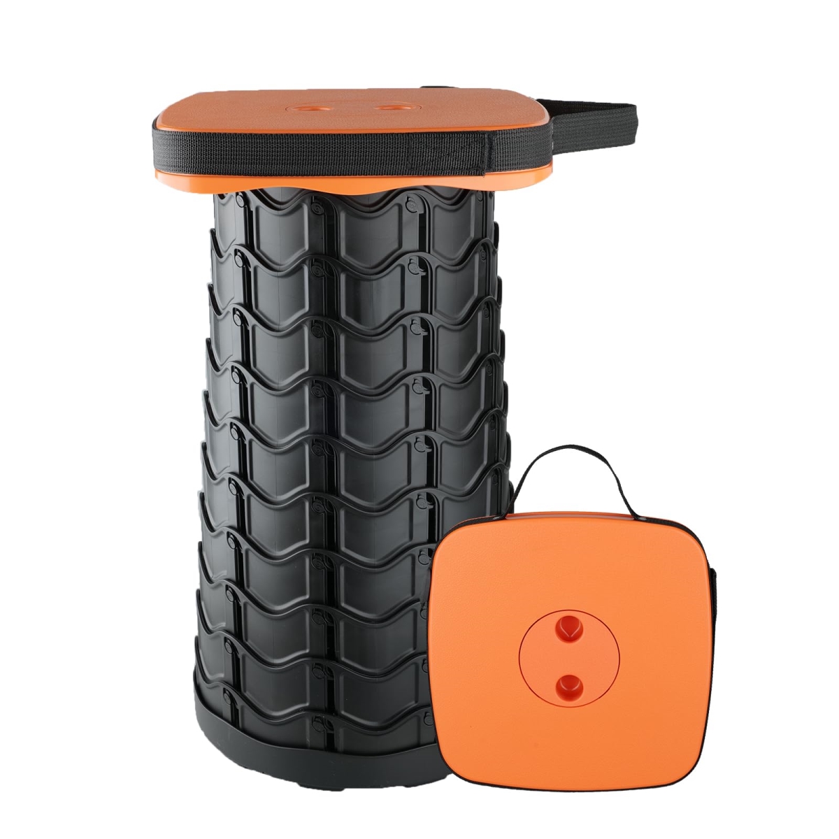 NT85979 Boreeman Upgraded Collapsible Square Portable Stool, Lightweight & Sturdy, 400 lbs Capacity - Square Orange