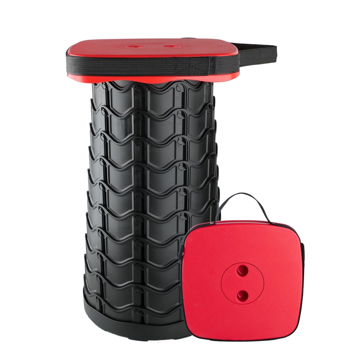 NT85982 Boreeman Upgraded Collapsible Square Portable Stool, Lightweight & Sturdy, 400 lbs Capacity, Square Red