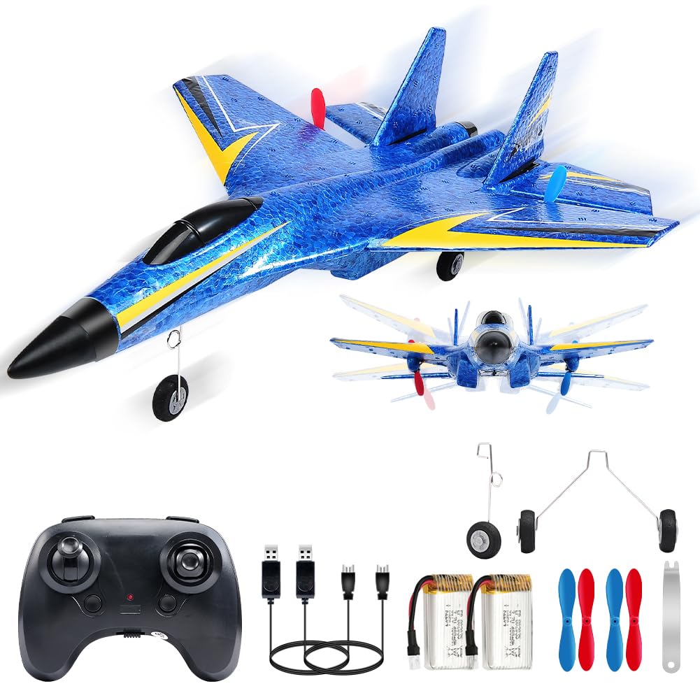 NT86027 Su-27 Remote Control Airplane, 2.4 Ghz 2-Channel Remote Control Plane with Gyro & Night Lights