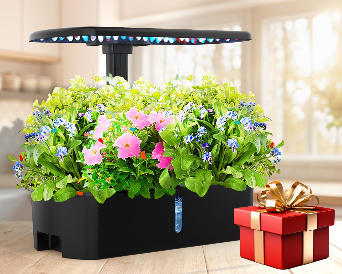 NT86497 Hydroponics Growing System Kit 12 Pods Indoor Garden with Grow Light, Adjustable Height, Auto Timer, Quiet Pump, Black