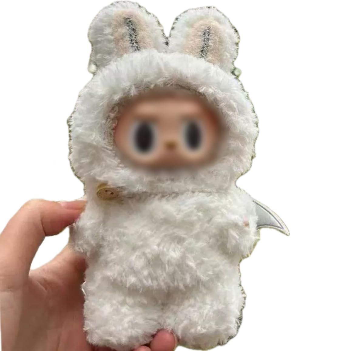 NT86940 Plush Clothing for Labubu, Handmade Plush Clothes Set for 6.7 in. Doll, Premium Outfit with Accessories - Great White