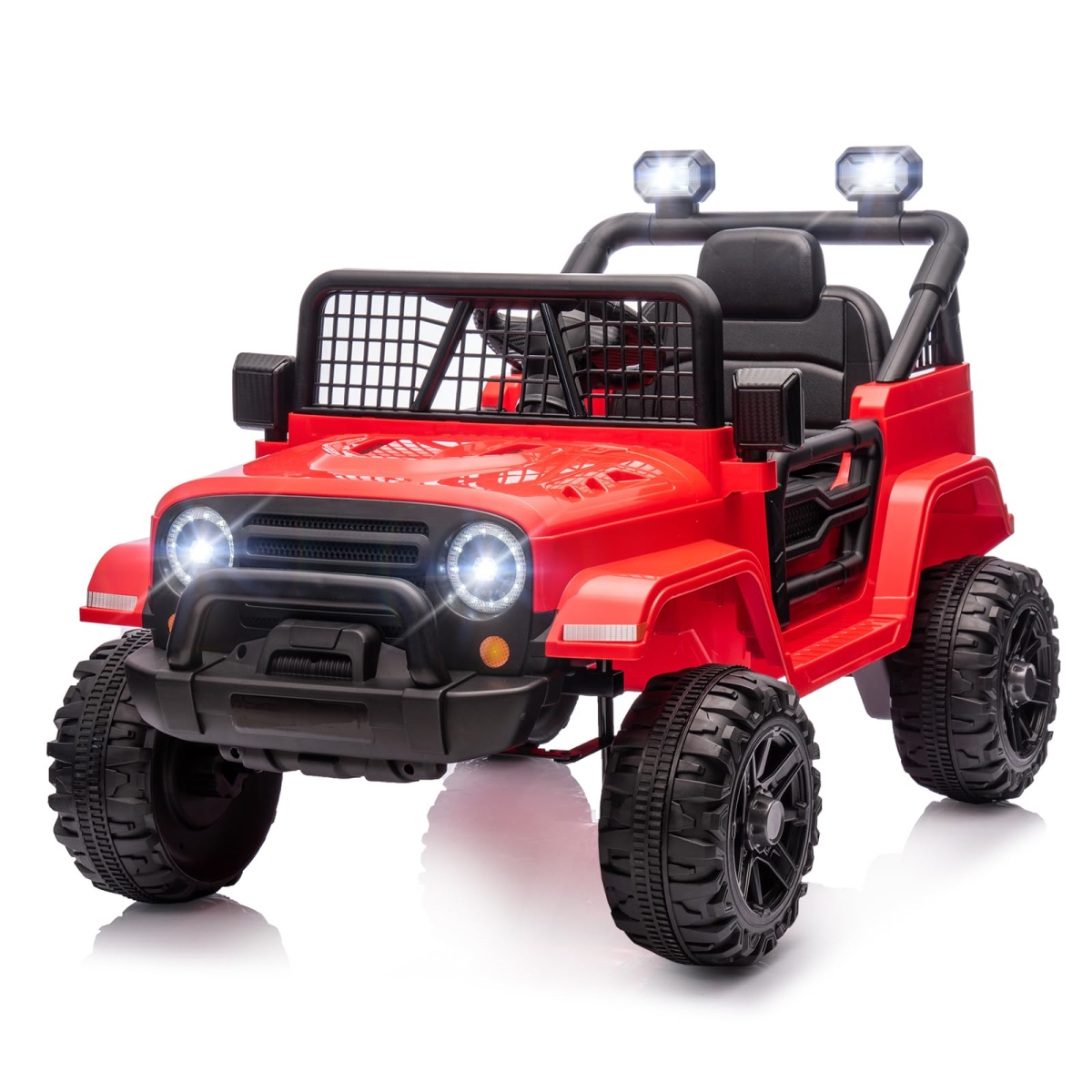 NT87165 JOYMOR 12V Kids Ride On Truck with Remote Control, Battery Powered, LED Lights, Horn, 3-5 MPH - Red