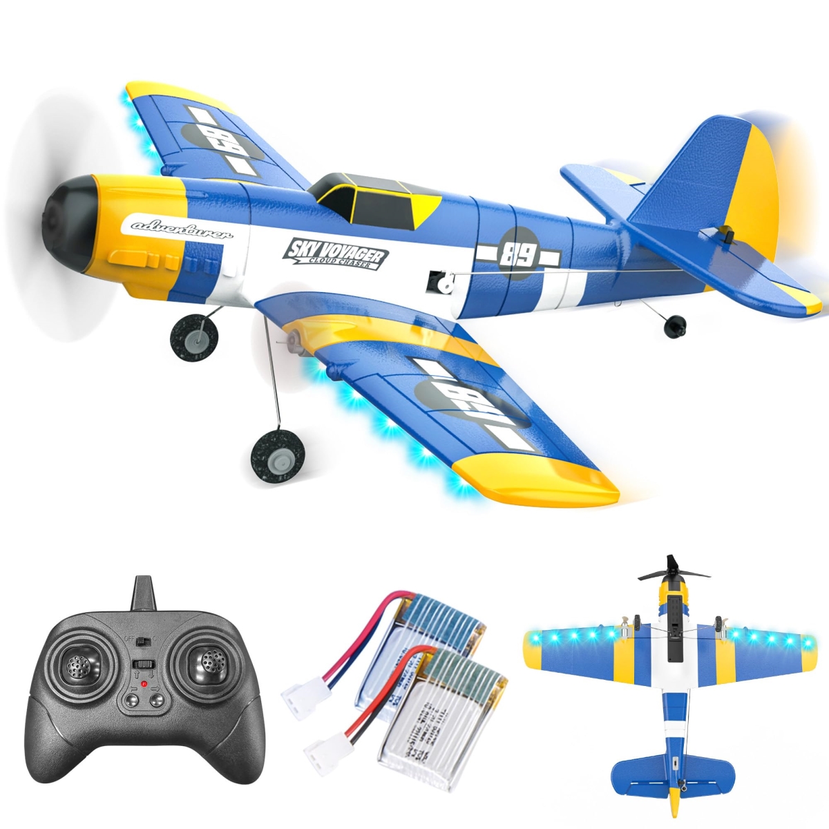 NT87322 BEZGAR HQ089 Remote Control Plane with 6-axis Gyro & LED Lights
