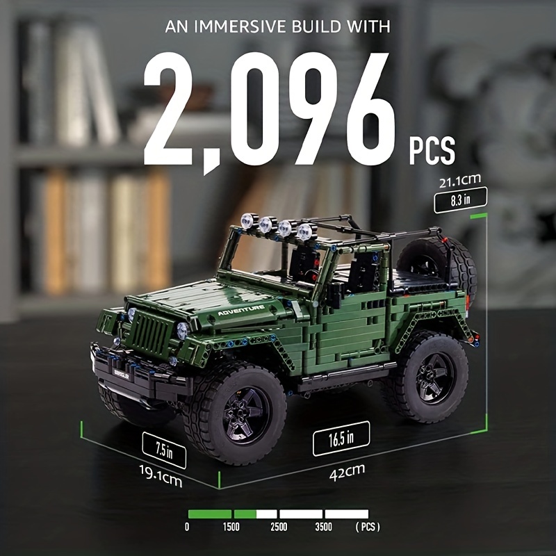 NT32238 Off-Road Pickup Wrange 1-8 MOC Technique Building Engineering Model Car Toy, 2096 Piece -  netjett