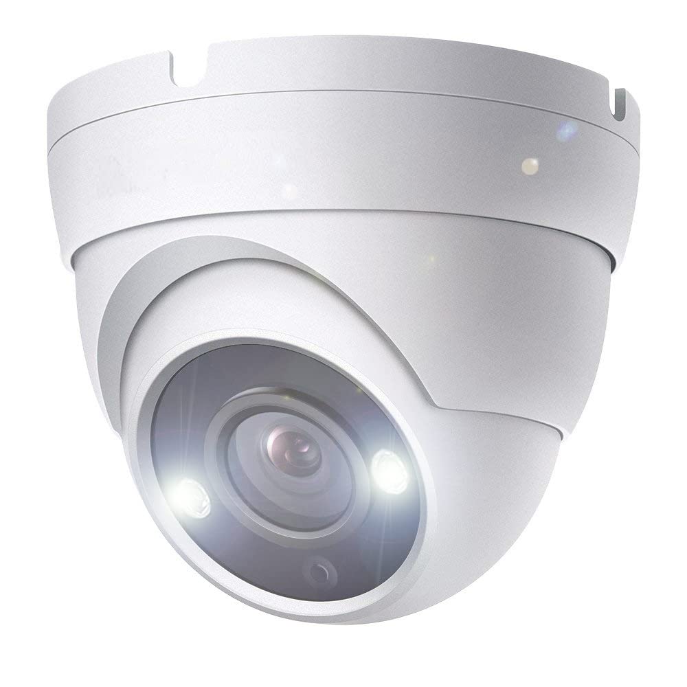 NT87647 2MP HD Night Vision Dome CCTV Camera with White LED Lights, Compatible with Analog TVI CVI AHD DVR, 2.8mm Wide Angle
