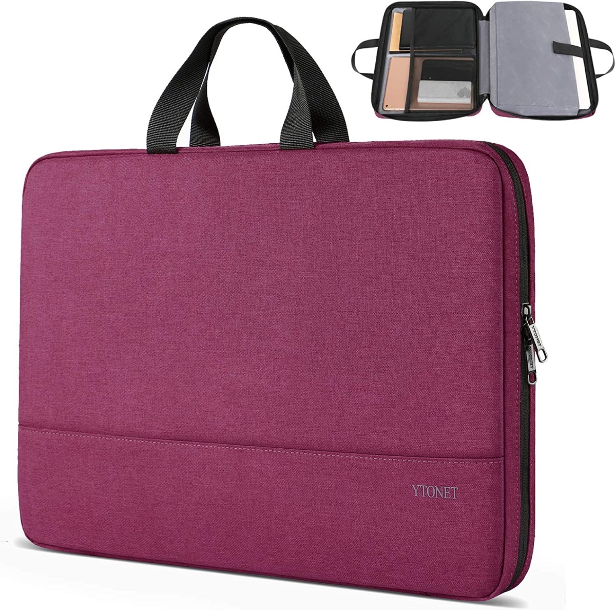NT87662 15.6 in. Ytonet Laptop Case, TSA Friendly, Protective Slim Sleeve with Handle - Purple & Red