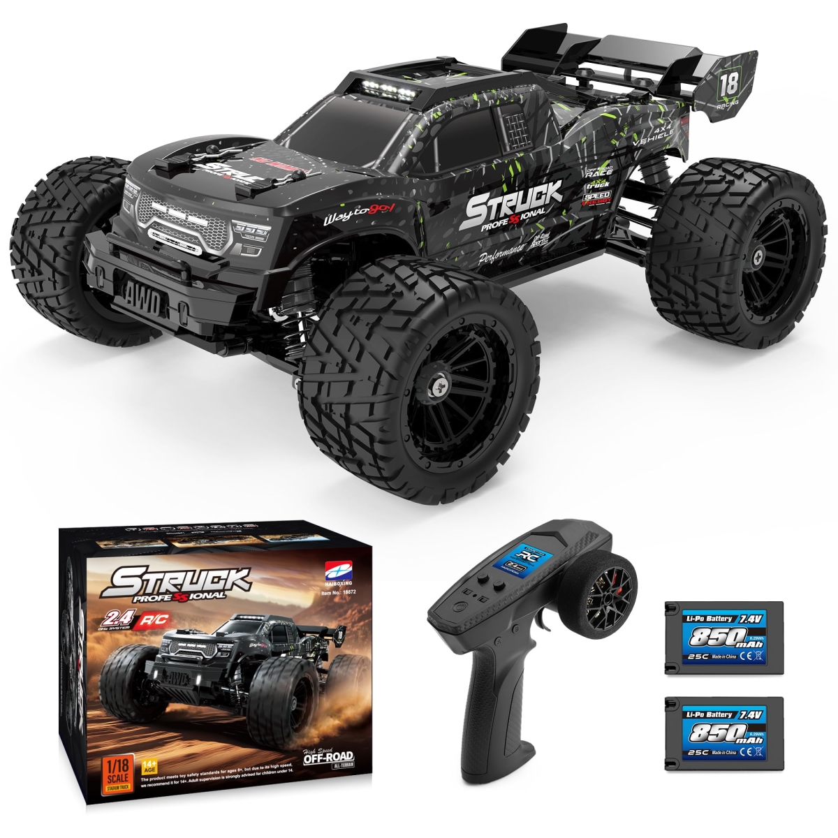 NT87672 HAIBOXING 1-18 Scale Remote Control Car 18872 Model 4X4 Off-Road Remote Control Truck