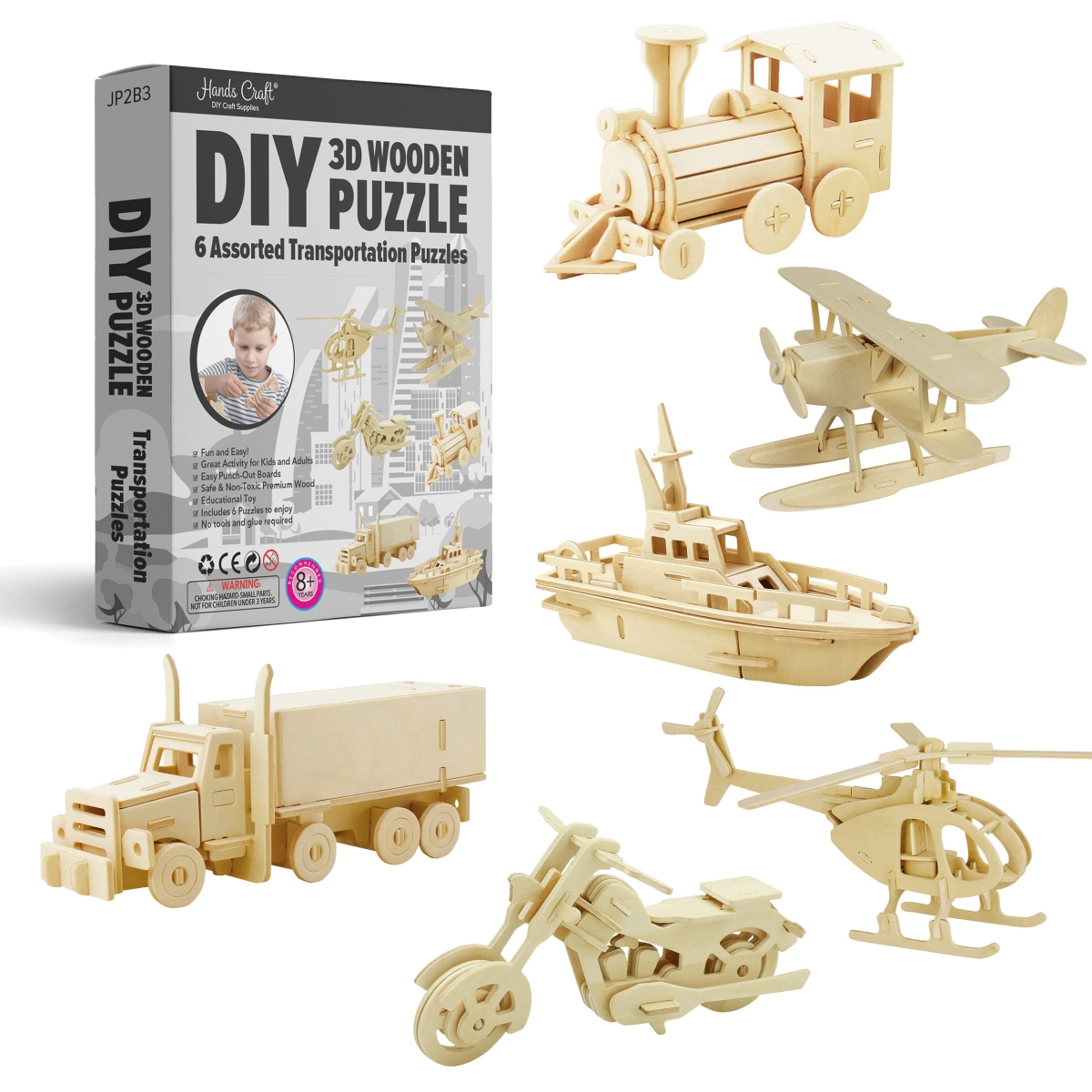 NT87706 Hands Craft DIY 3D Wooden Puzzle Transportation Bundle Set