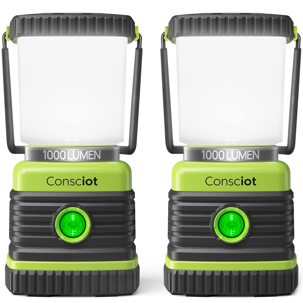 NT87731 LED Camping Lantern, Battery Powered, 1000lm, 4 Modes, IPX4 Waterproof, Portable Flashlights - Pack of 2
