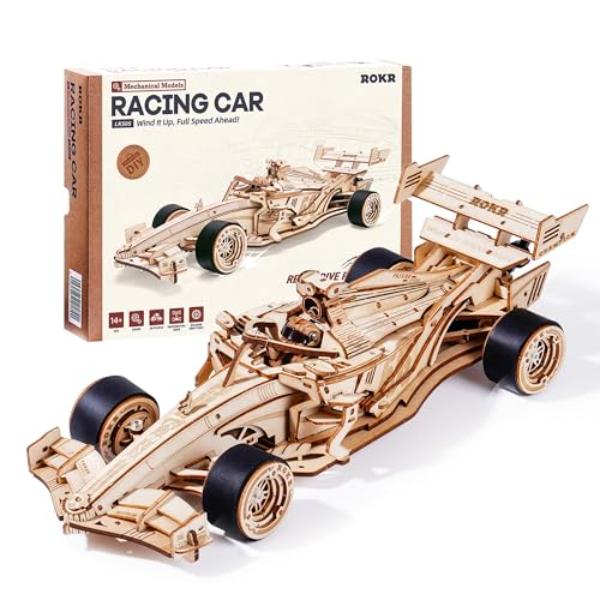 NT83803 ROKR 3D Wooden Puzzle 1-18 Scale Formula Racing Car for Adults