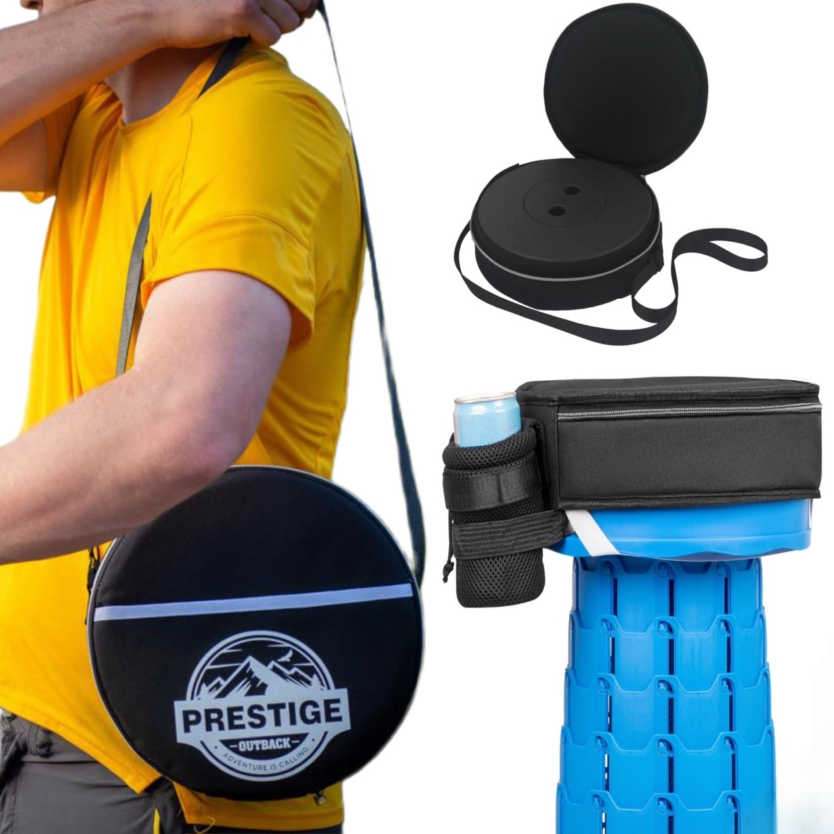 NT83809 3-in-1 Cushion Carry Case for Round Telescopic Stools, Black