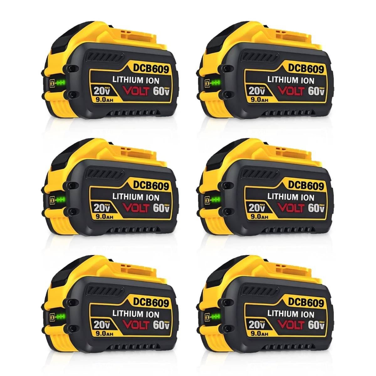 NT83844 9000 mAh 20V-60V MAX Replacement Battery for DeWalt, DCB606 & DCB609 DCB612 - Pack of 6