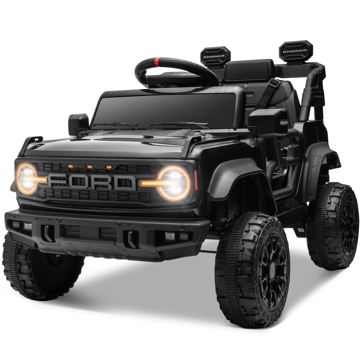 NT83848 ENYOPRO 12V Licensed Ford Bronco Raptor Ride On Truck Car for Kids - Black