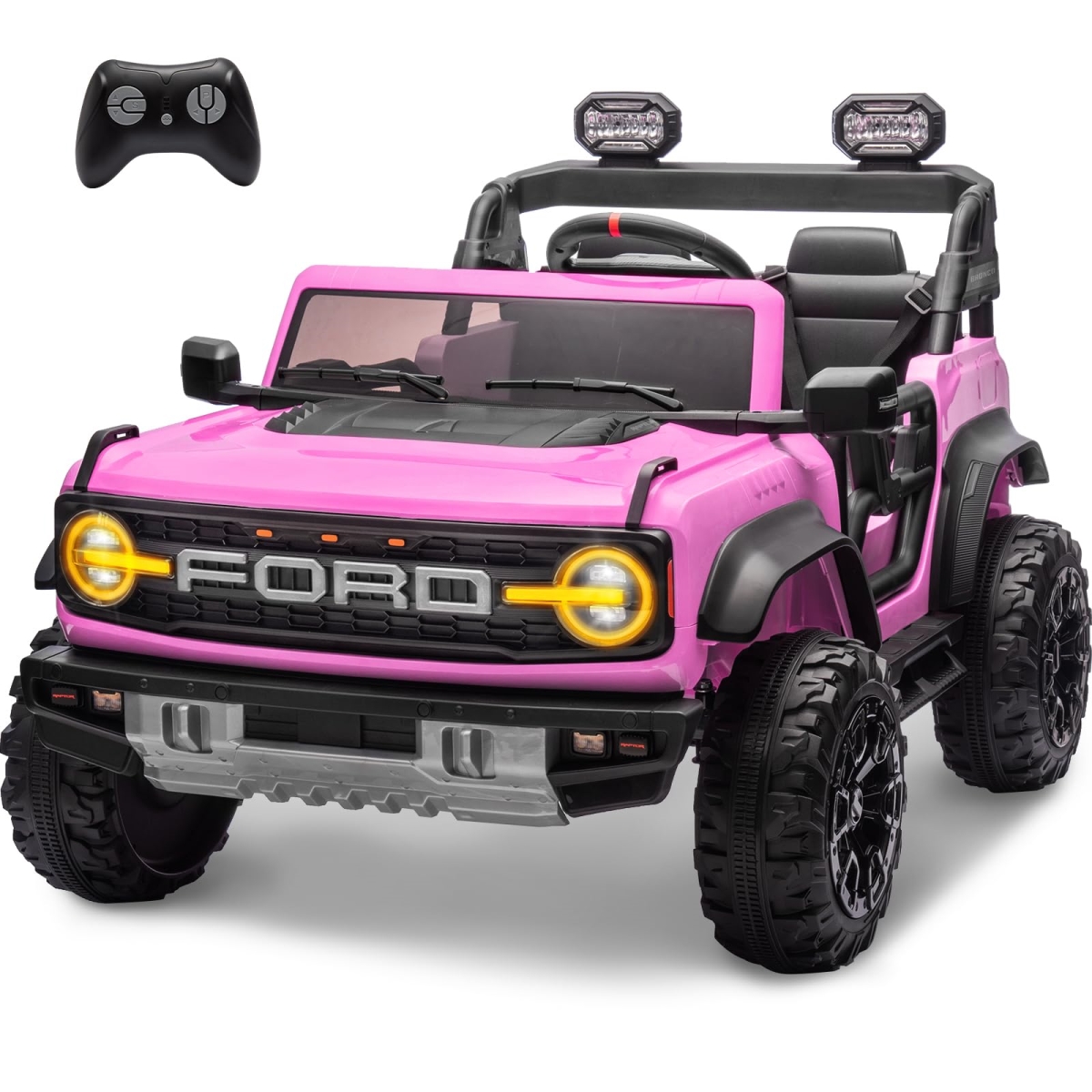 NT83880 Kids ENYOPRO 24V Licensed Ford Bronco Raptor 2 Seater Electric Vehicle Jeep Car Toys, Pink