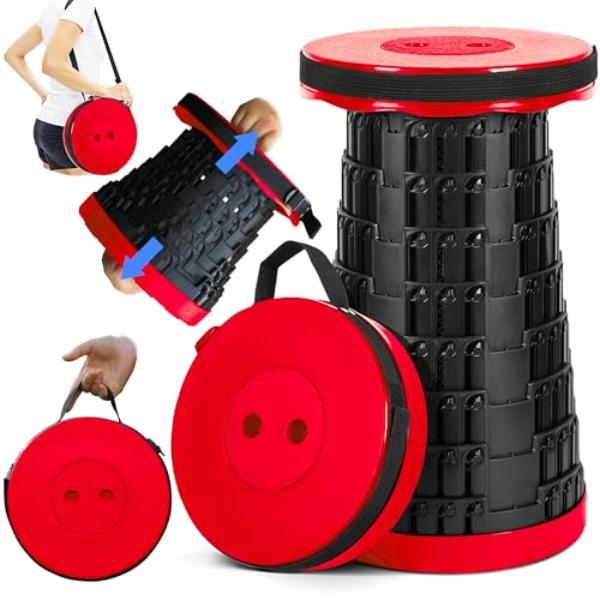 NT83903 Collapsible Stool with Shoulder Strap, 620 lbs Max Weight, Portable for Camping - Fishing, Hiking, Travel, BBQ