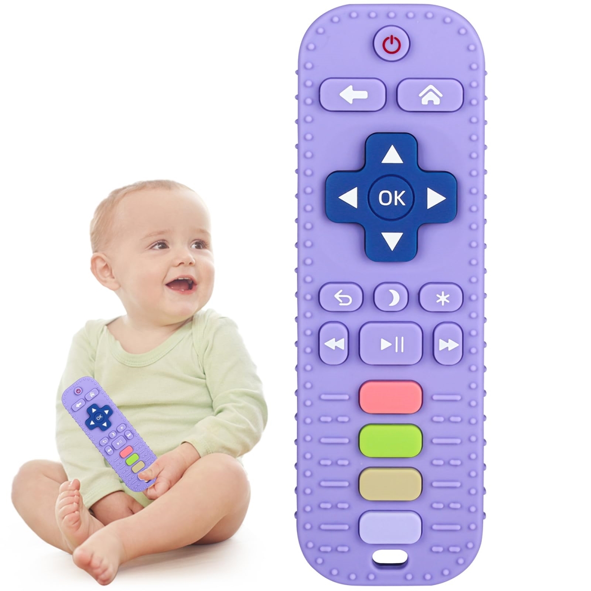 NT84542 Chuya Silicone Baby Teething Toys Remote Control Shape for Babies, BPA Free - Purple - 3-24 Months