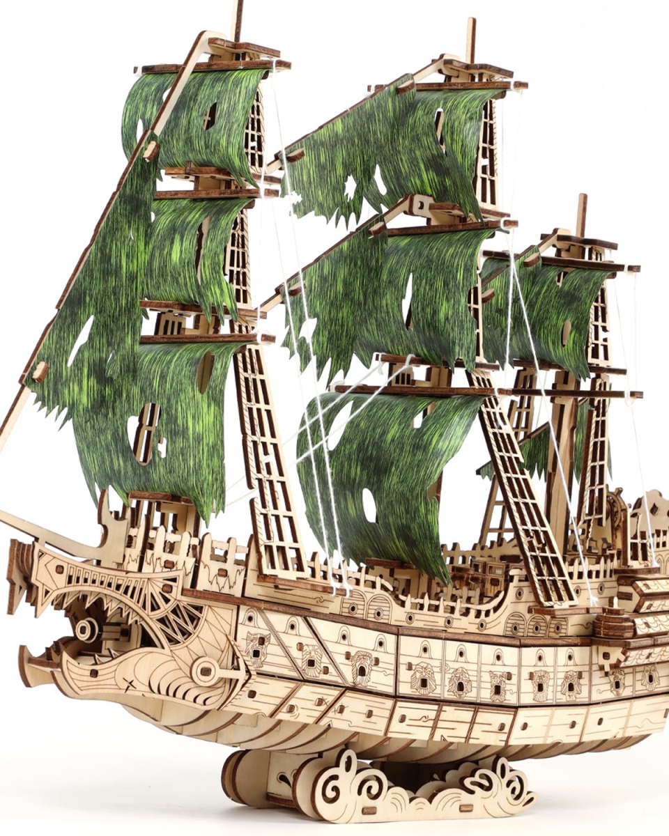 NT84616 Flying Dutchman 3D Wooden Puzzle Pirate Ship Model Kit for Adults