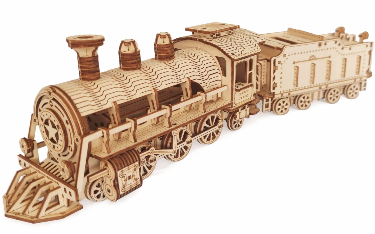 NT84679 i-CHONY 3D Wooden Puzzle - DIY Mechanical Steam Train Model Kit