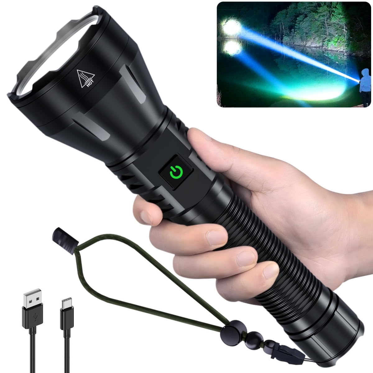 NT84712 Rechargeable Flashlights, 990000 Lumens, 5 Modes LED, Adjustable & Waterproof Tactical Flashlight