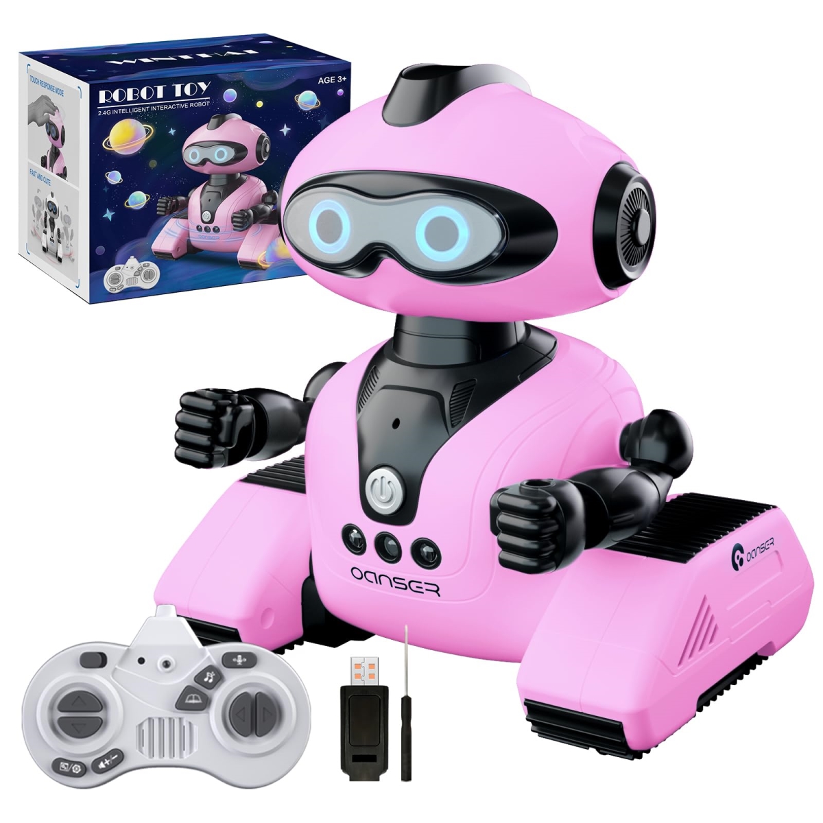 NT84864 Remote Control Robot Toys for Kids with Music & LED Eyes - Pink