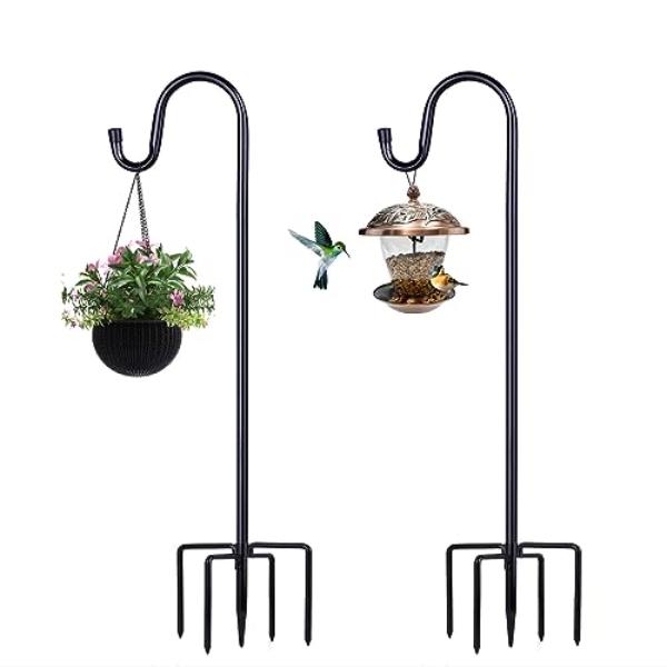 NT84967 Shepherd Hooks for Outdoor 62 in. Bird Feeder Pole with 5 Prongs Base - Pack of 2