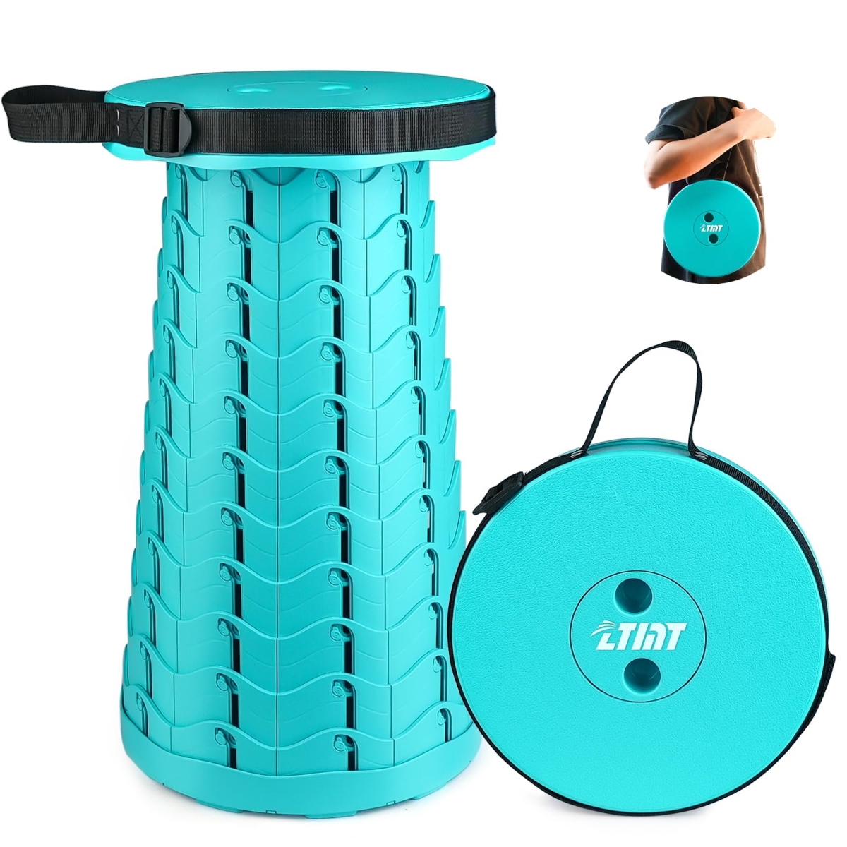 NT85769 Folding Stool Portable Collapsible Seat, Max Load 397 lbs, Telescopic for Camping, Hiking, Travel, Outdoor BBQ