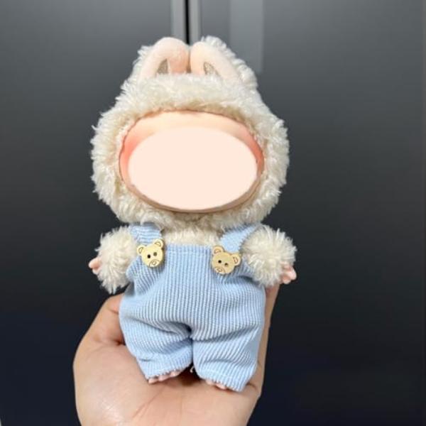NT85911 Doll Clothes Compatible with Labubu 17 cm Stylish Soft Blue Suspender Dress