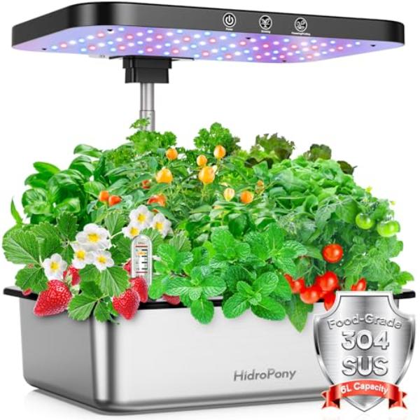 NT85949 Hydroponics Growing System Herb Garden - Hydroponic 15 Pods Indoor Gardening System with Grow Light