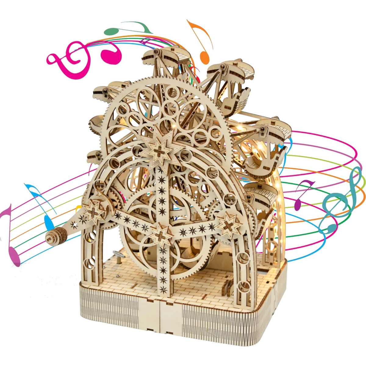 NT86136 3D Wooden Puzzle Mechanical Ferris Wheel Music Box Model