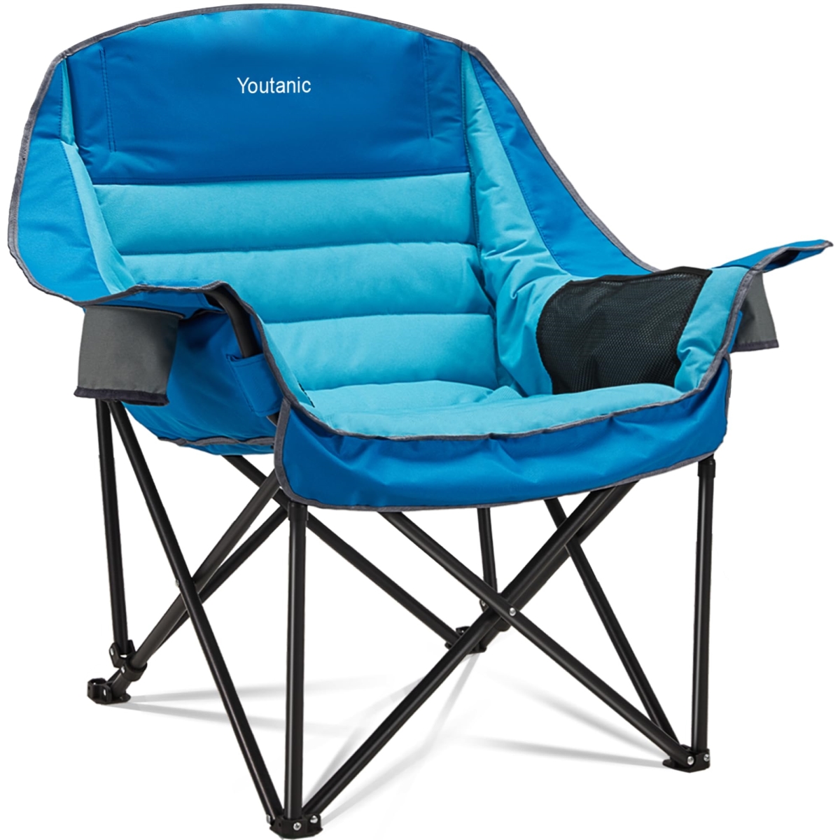 NT86149 Oversized Camping Chair, Portable Folding with Side Pocket, Cup Holder & Carry Bag, Heavy Duty for Adults, Up to 400 lbs
