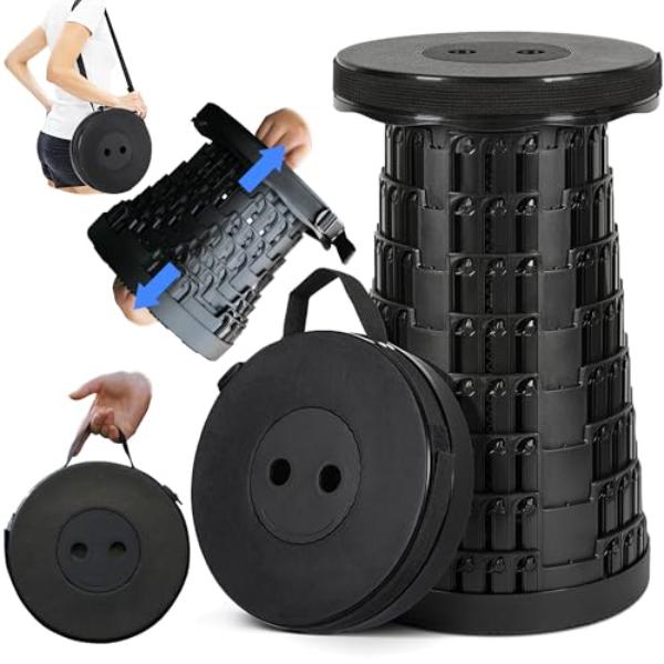 Upgraded Collapsible Stool with Shoulder Strap, 620 lbs Max Weight, Portable for Camping, Fishing, Hiking, Travel, BBQ