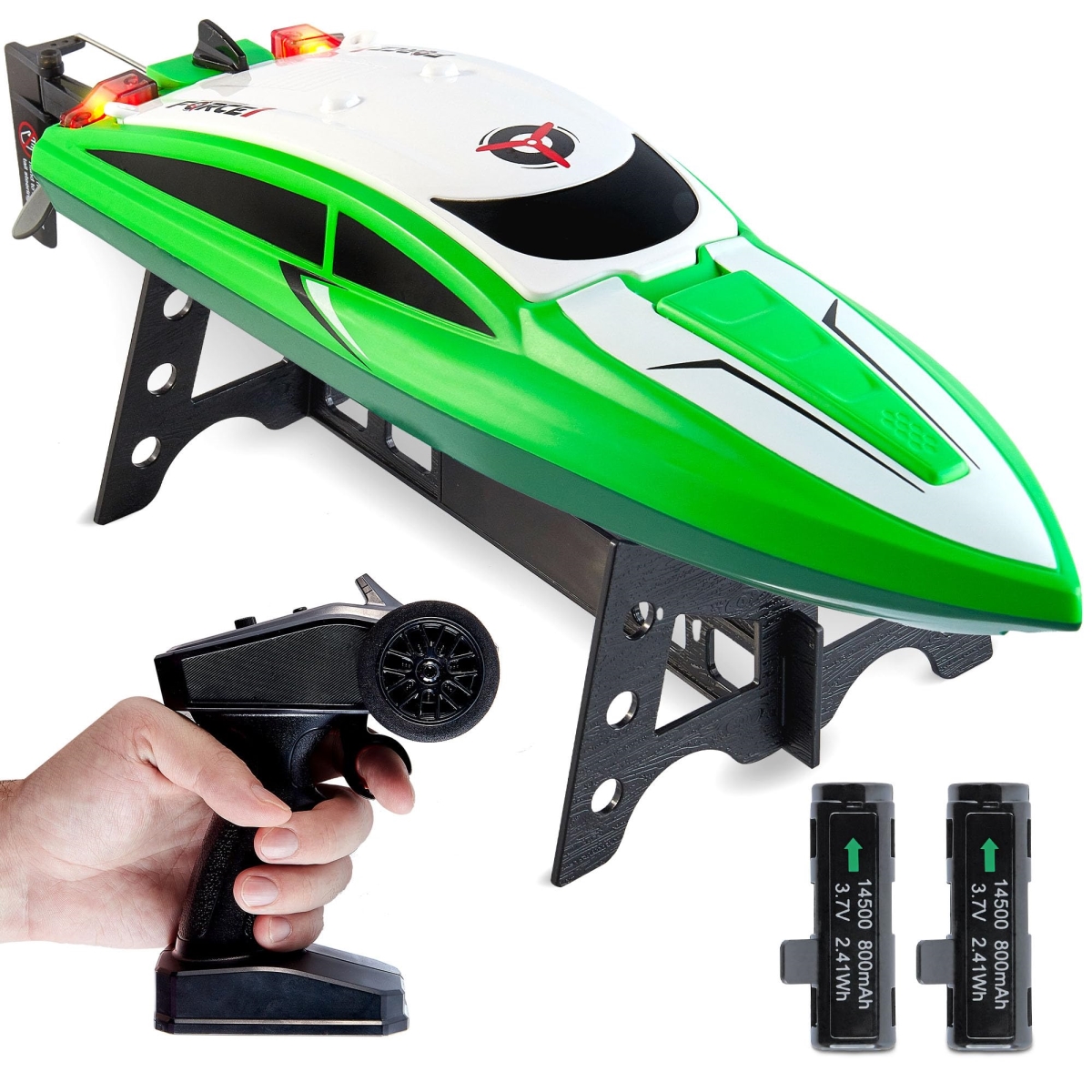 NT86463 Force1 Velocity Green Fast Remote Control Boat - Remote Control Boat for Adults & Kids