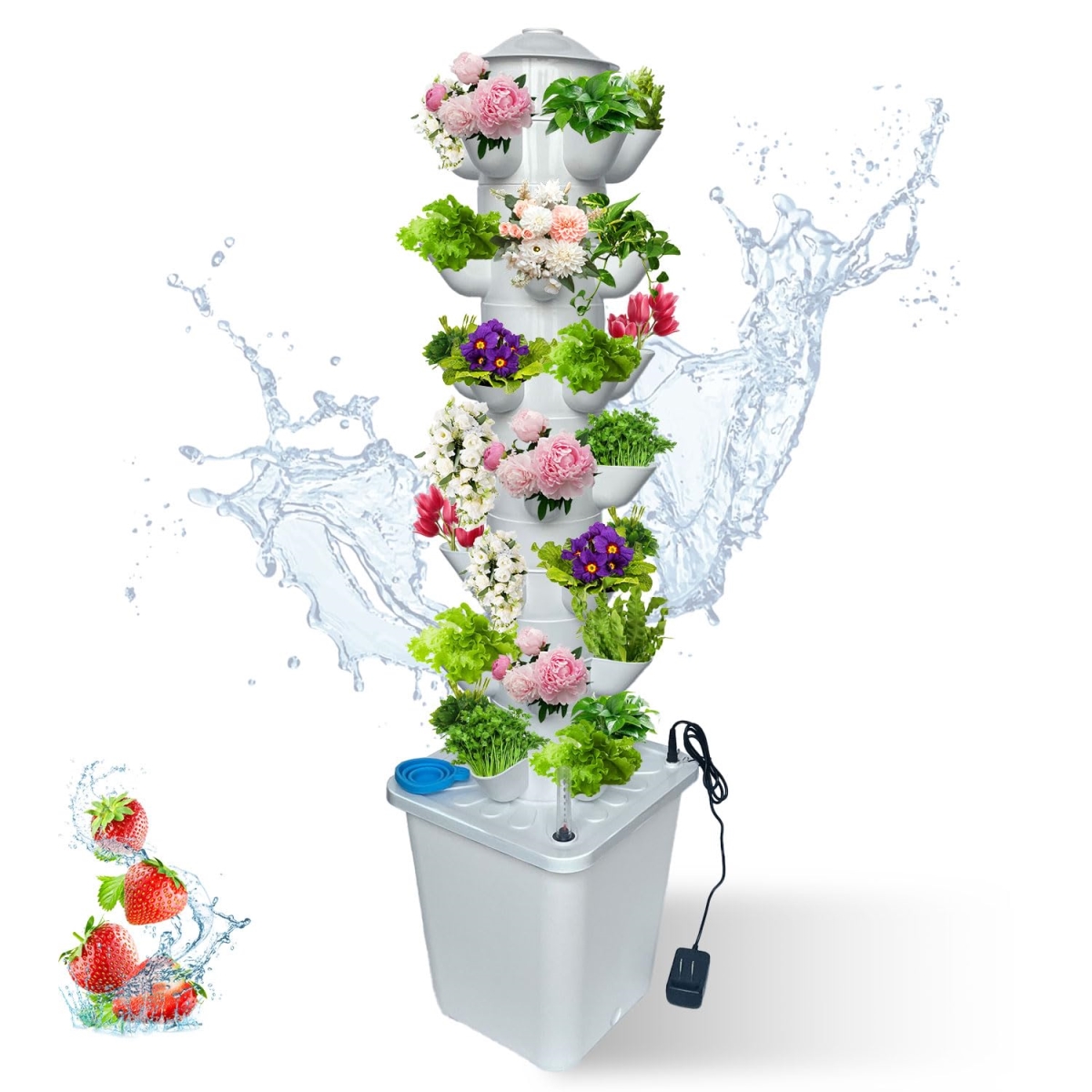 NT86516 35 Pots Hydroponic Tower, Vertical Planter with Timer Automatic Watering