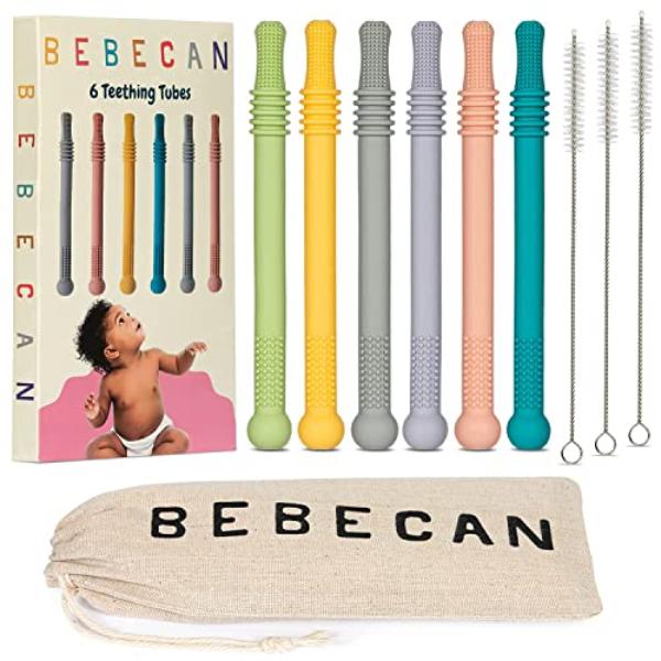 NT86522 Teething Sticks for Babies Super Soft Silicone Teethers in 6 Vibrant Color - 0-36 Months