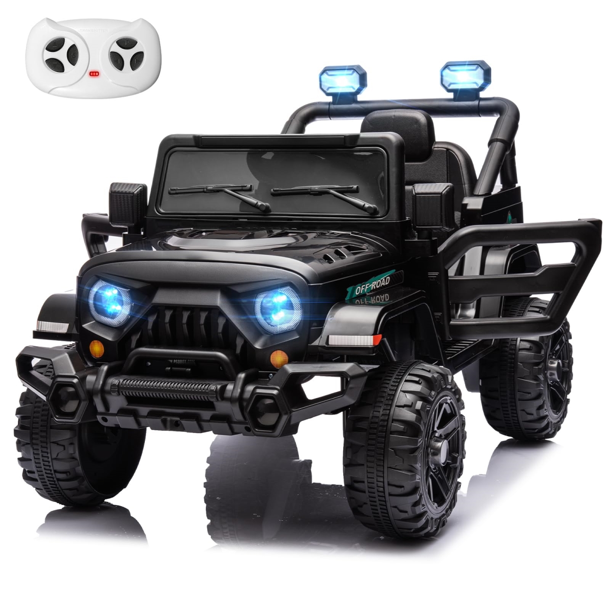 NT86726 24V Kids Electric Ride On Truck Car with Remote Control, Twin Motors, Bluetooth Music Player, LED Lights - Black