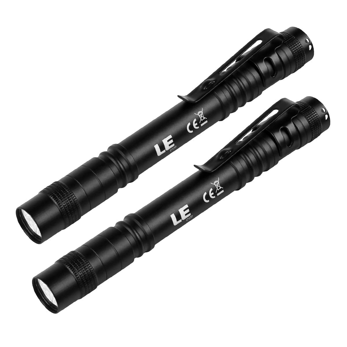 NT86951 LE LED Pen Flashlights, Lightweight, Mini, Waterproof Pocket Flashlight with Clip - Pack of 2