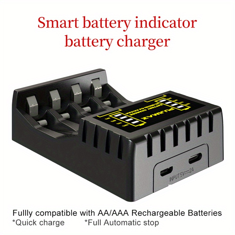 NT32286 PUJIMAX 4 Slots Electric Battery Intelligent Fast LED Indicator USB Charger for AA-AAA Ni-MH-Ni-Cd Rechargeable Battery