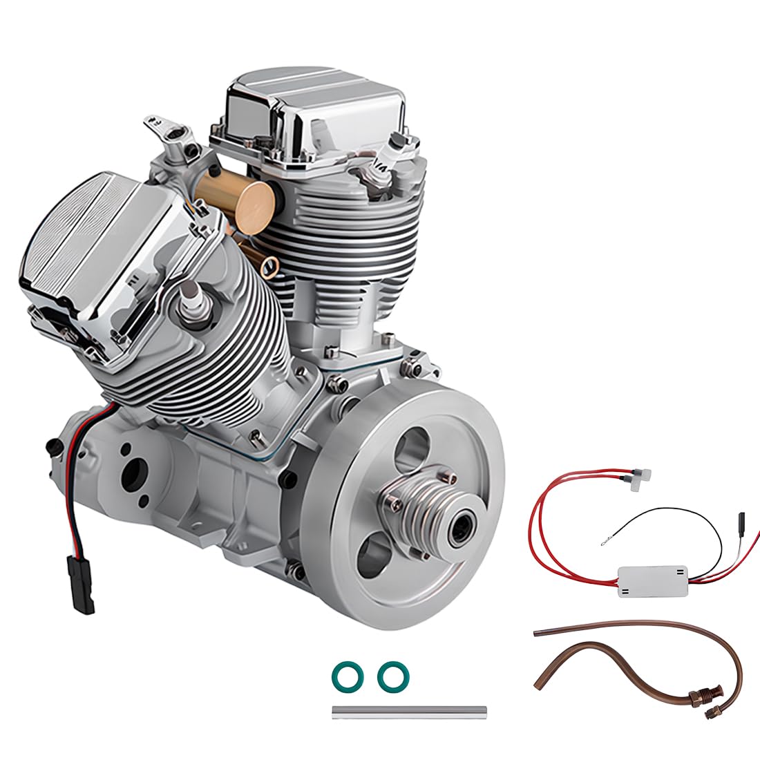 NT87116 FG-VT9 V-Twin 9cc 4-Stroke Gas Remote Control Motorcycle Engine Kit