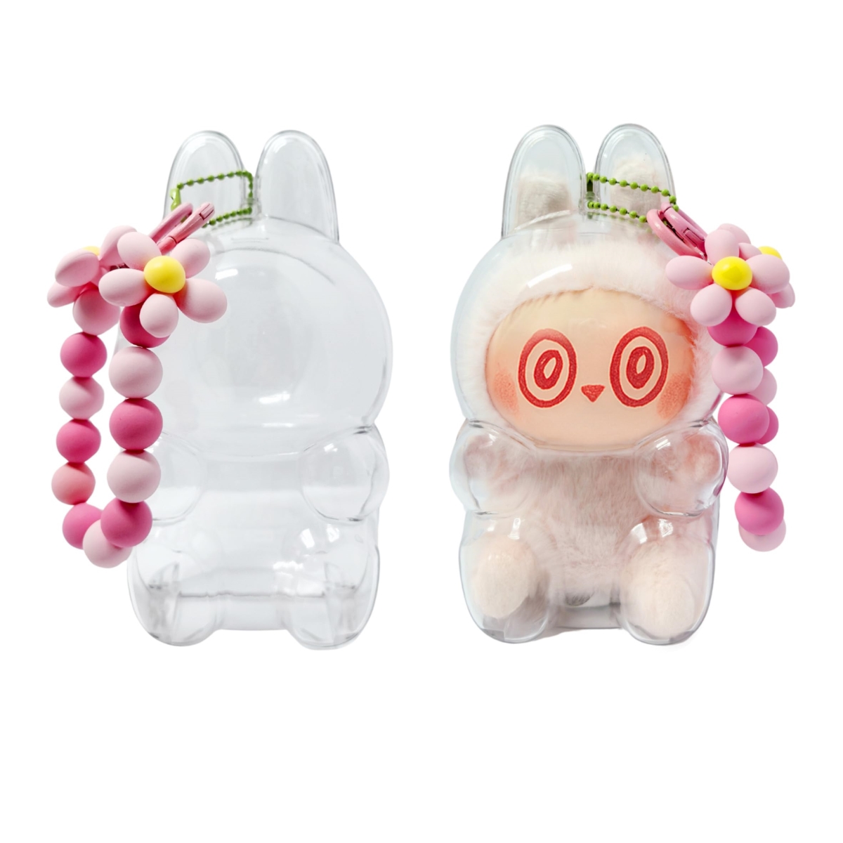 NT87123 Transparent PVC Keychain Protector for Plush Figure - Clear Display Case for Doll Monster Series