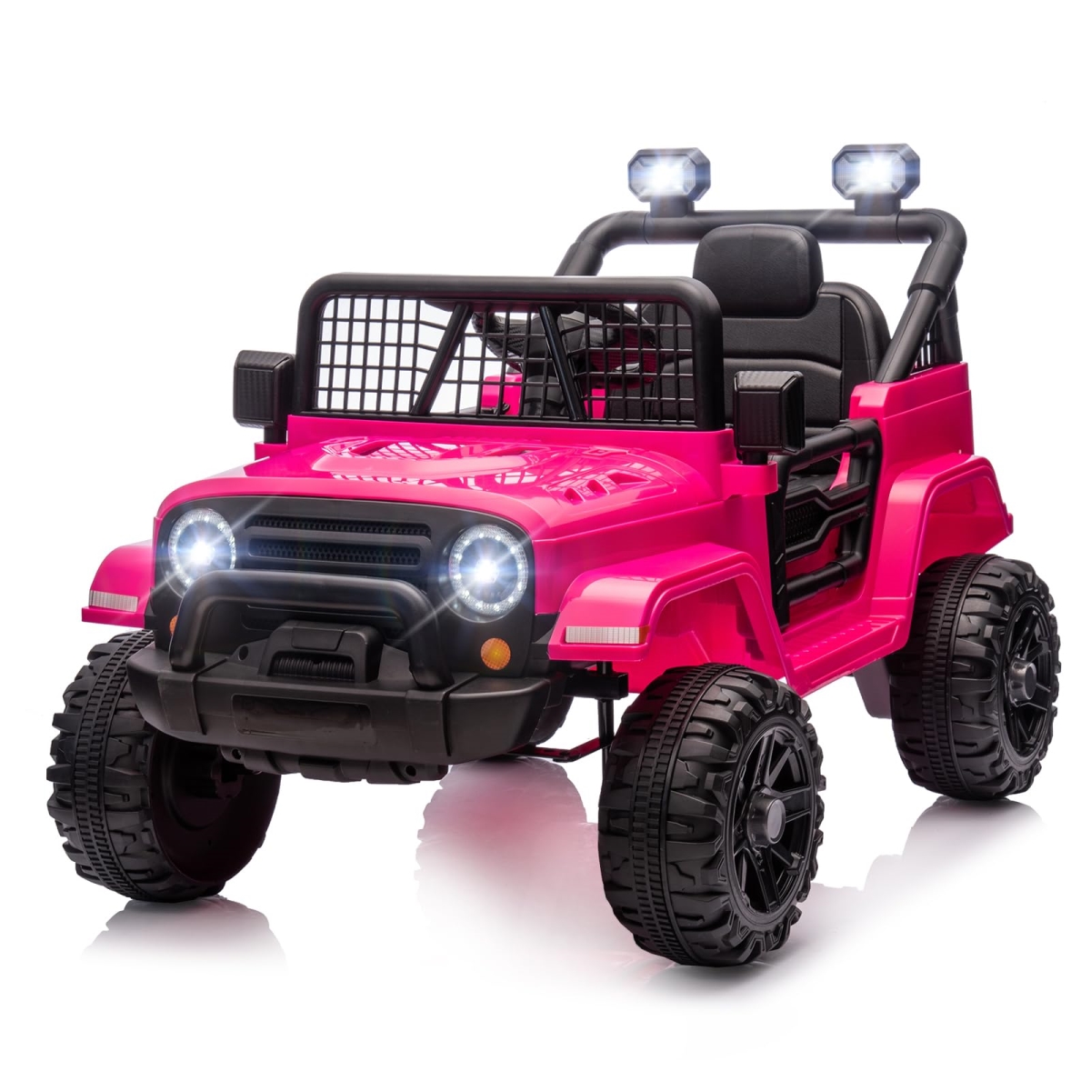 NT87164 JOYMOR 12V Kids Ride On Truck with Remote Control, Battery Powered, LED Lights, Horn, 3-5 MPH Speed, Hot Pink