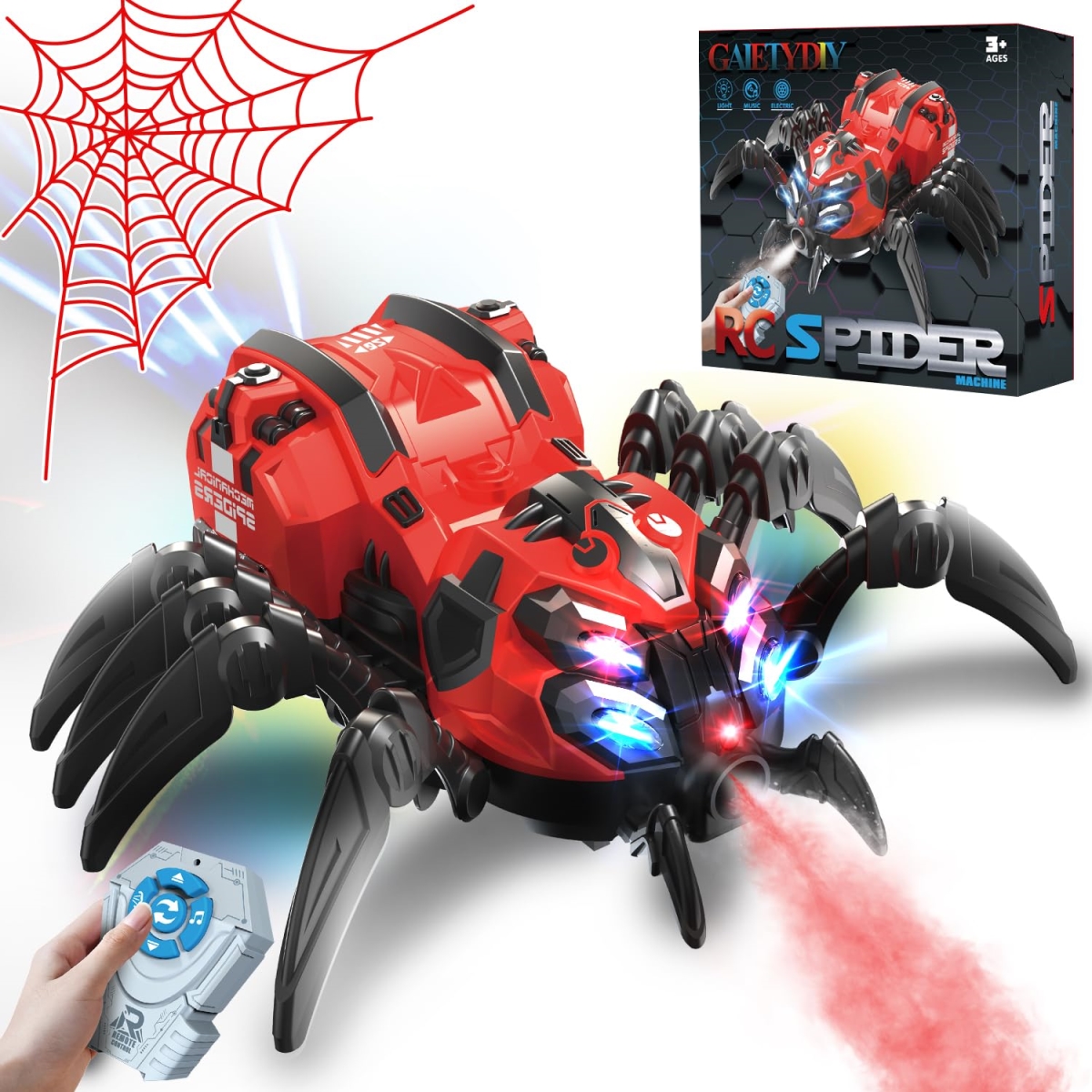 NT87210 Remote Control Spider Toys with 2.4 Ghz Controller, Stunt Robot with Spray, Lights & Music