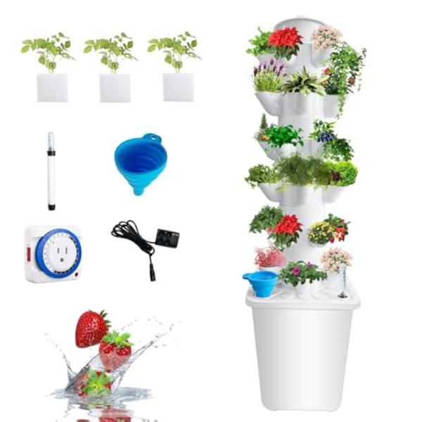 NT87337 Hydroponics Tower Growing System Indoor Vertical Garden Planter with Pump & Movable Water Tank