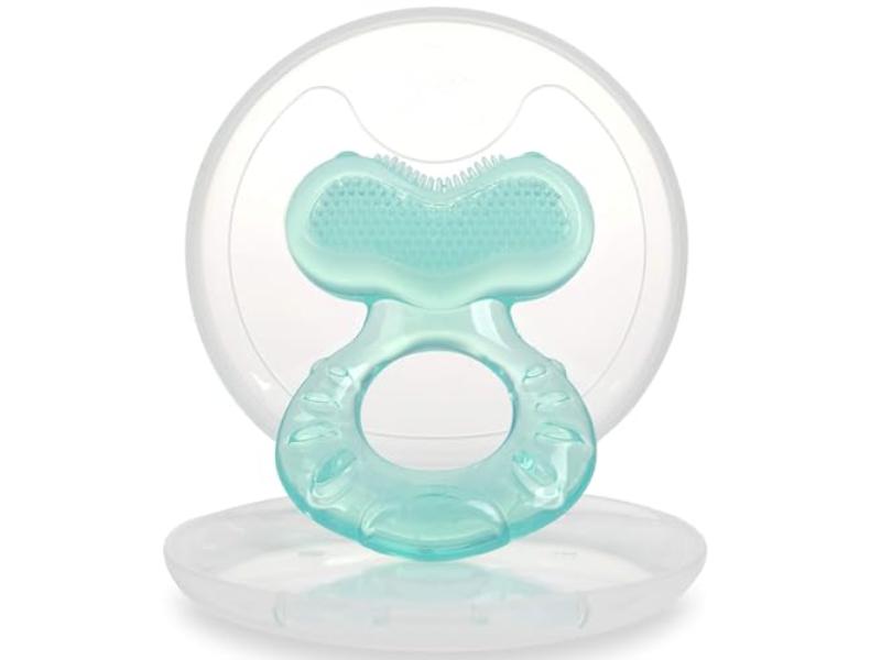 NT87493 Nuby Silicone Teethe-EEZ Teether with Bristles, Aqua