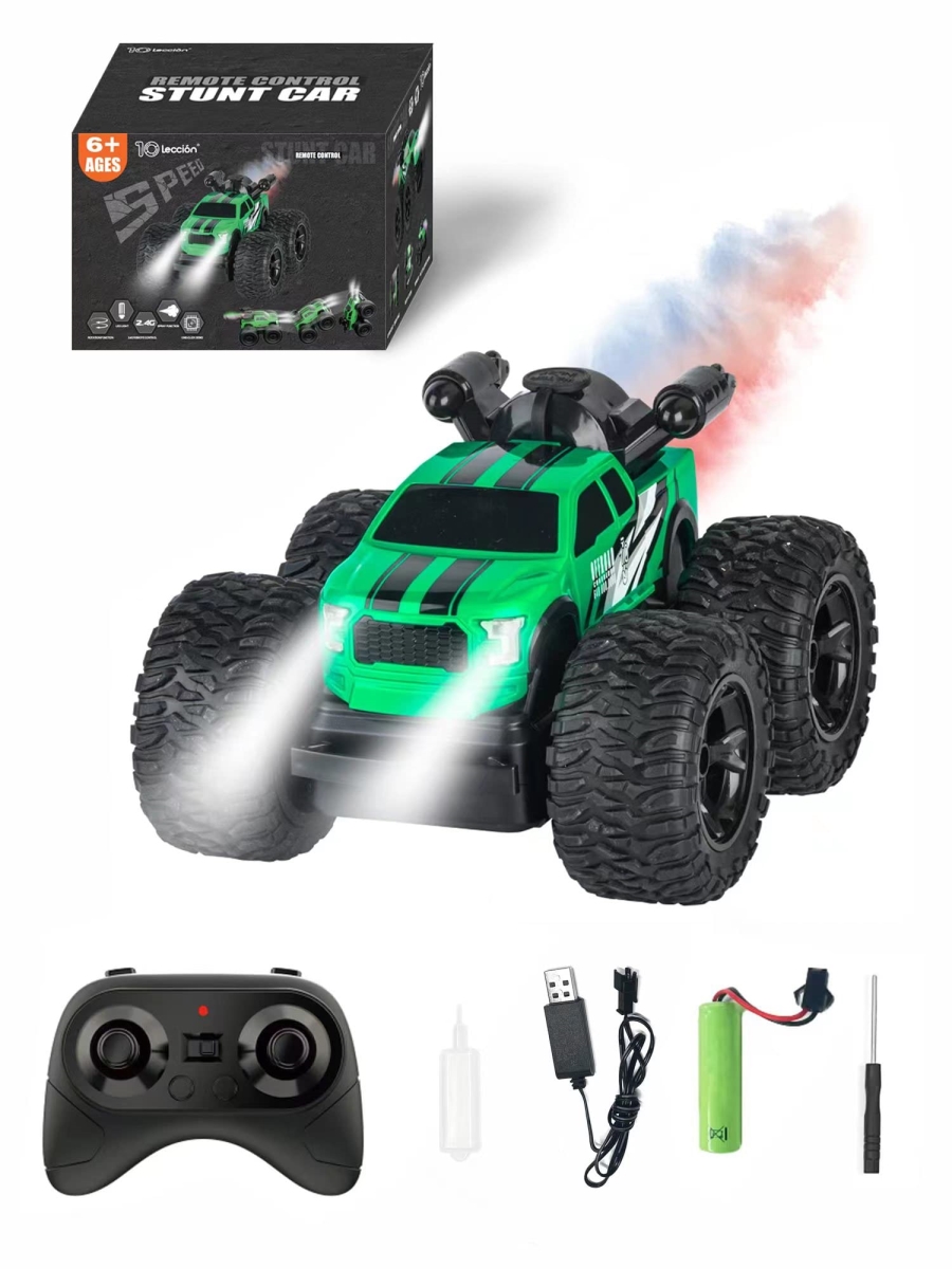 NT87506 Remote Control Stunt Car, 4WD Offroad Monster Truck with Spray Function - Green