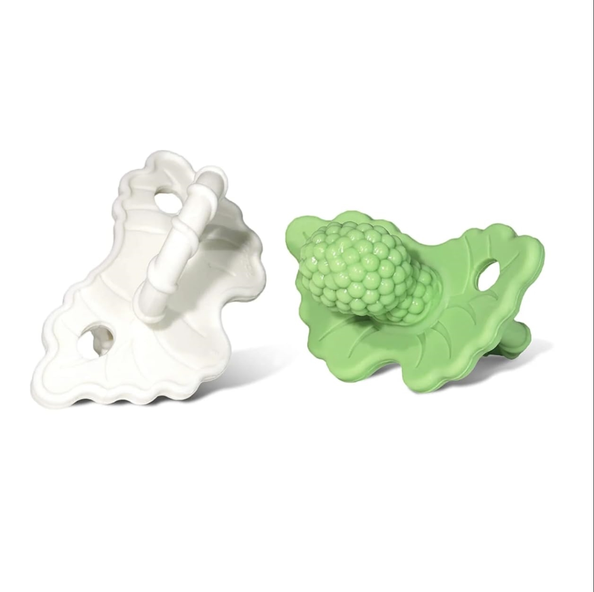 NT87517 RaZbaby Silicone Teether Pacifier, Green & White - Pack of 2
