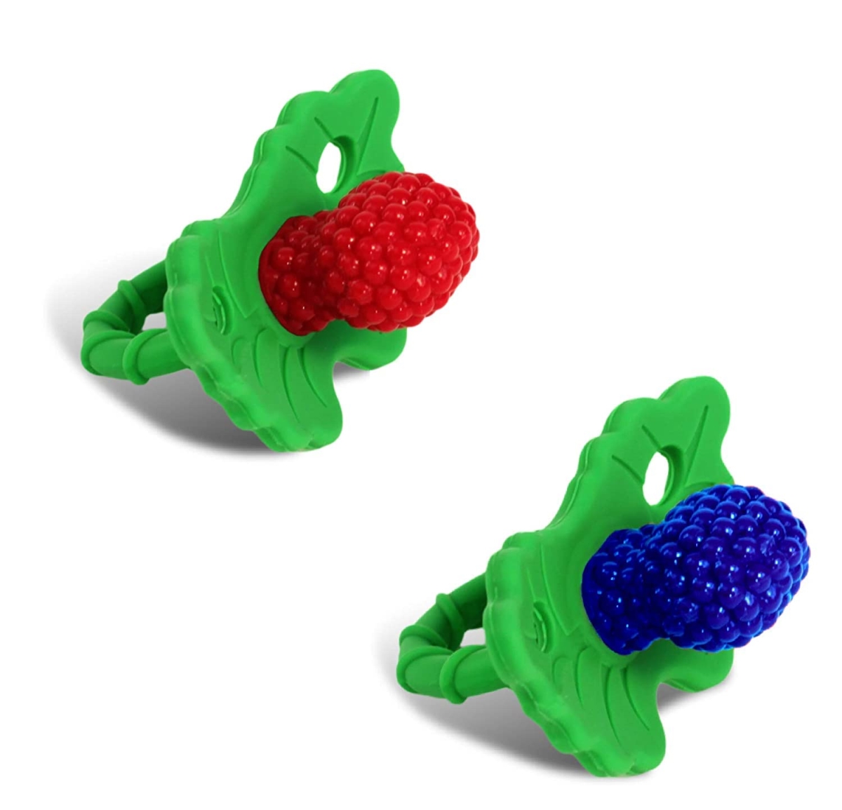 NT87519 RaZbaby Silicone Teether Pacifier, Red & Blue - Pack of 2